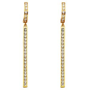 14KY CZ Hanging Huggies Earrings