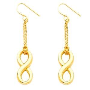 14KY Hollow Infinity Hanging Earrings
