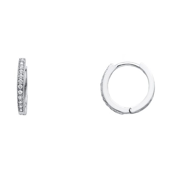 14KW RD CZ Pave Huggies Earrings