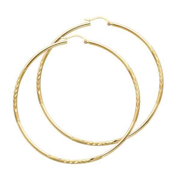 14KY 2mm DC Hoop Earrings