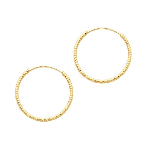 14KY 1mm DC Hoop Earrings