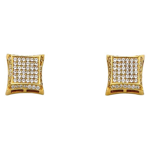 14KY 10mm Square CZ Earrings