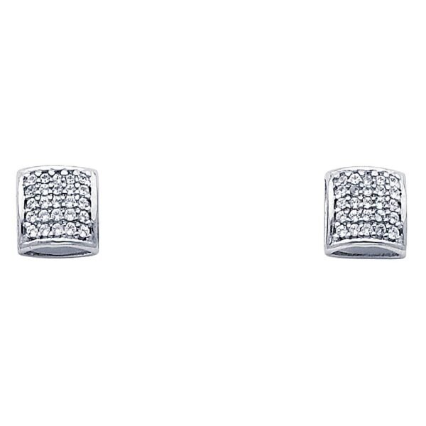14KW 7mm Square CZ Earrings