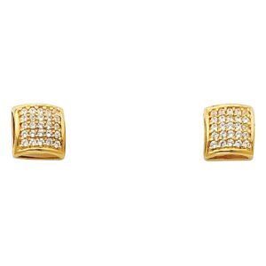 14KY 7mm Square CZ Earrings