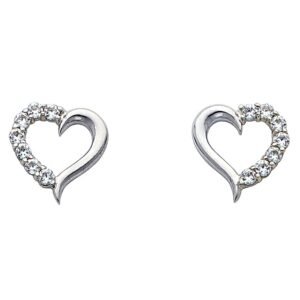 14KW Heart CZ Earrings