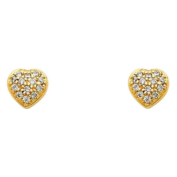 14KY Heart CZ Earrings