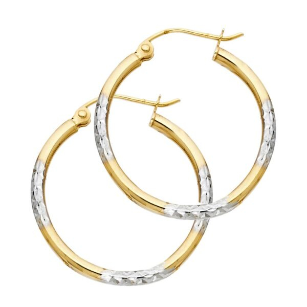 14K 2T 1.5mm DC Tube Hoop Earrings