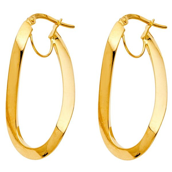 14KY Oval Hoop Earrings