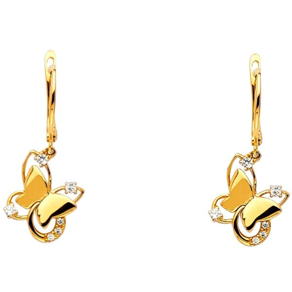 14KY CZ Butterfly Desgin Earrings