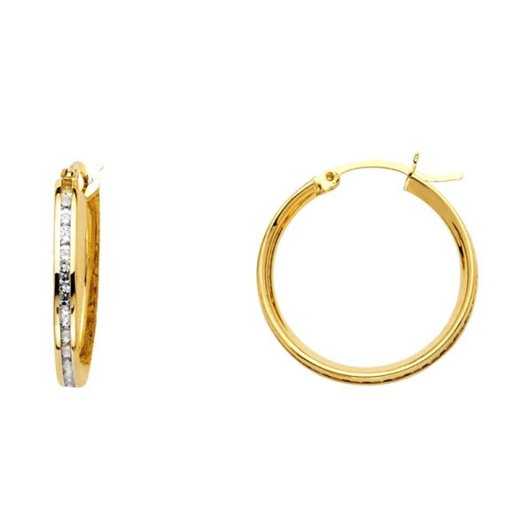 14KY 2mm CZ Hoop Earrings