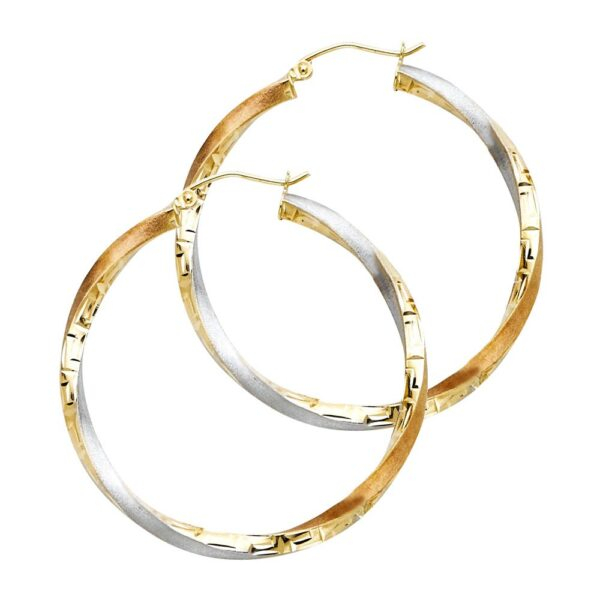 14K 3C 3mm Twisted Hoop Earrings