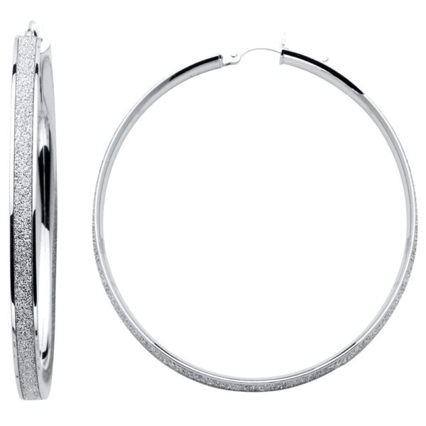 14KW 4mm Sparkling Center Hoop Earrings