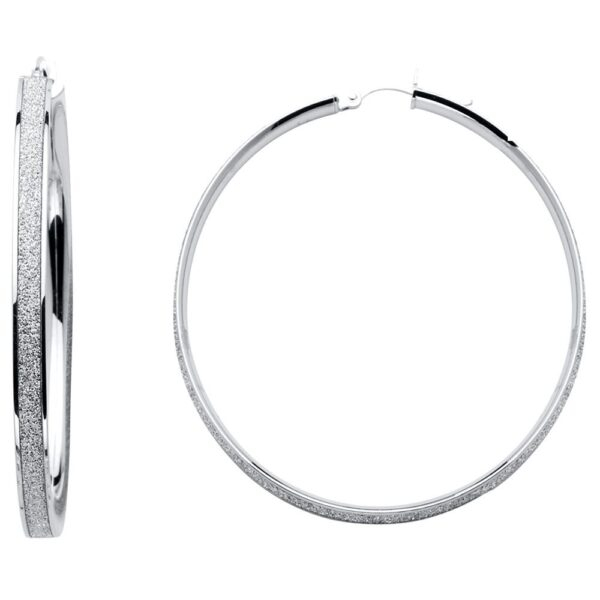 14KW 4mm Sparkling Center Hoop Earrings