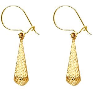 14KY DC Hollow Teardrop Hanging Earrings