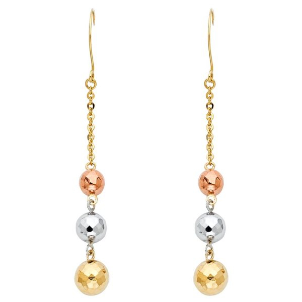 14K 3C 3 Disco Ball Hanging Earrings