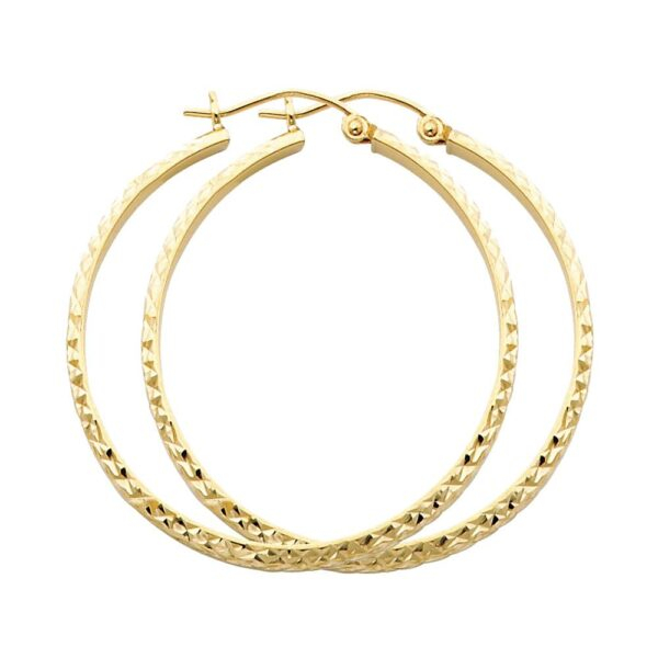 14KY 3mm DC Hoop Earrings