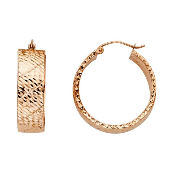 14KP Hollow Wide Full DC Hoop Earrings