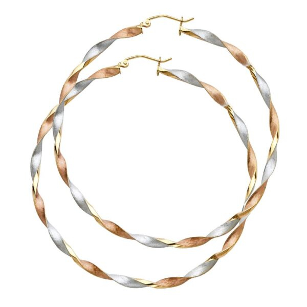 14K 3C Curled Hollow Hoop Earrings