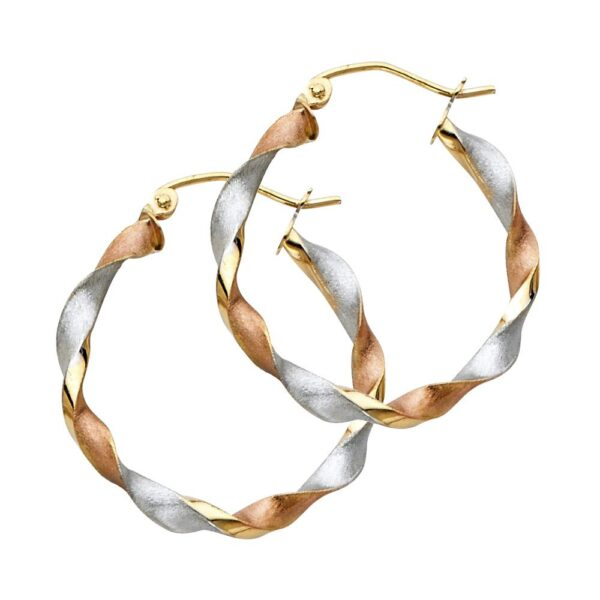 14K 3C Curled Hollow Hoop Earrings