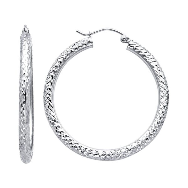 14KW 3mm DC Hoop Earrings