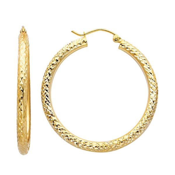 14KY 3mm DC Hoop Earrings