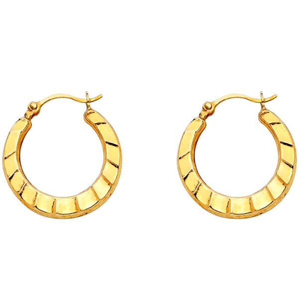 14KY Fancy Hollow Hoop Earrings