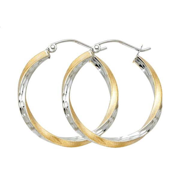 14K 2T 2.6mm DC Satin Hoop Earrings