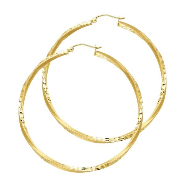 14KY 2.6mm DC Satin Hoop Earrings