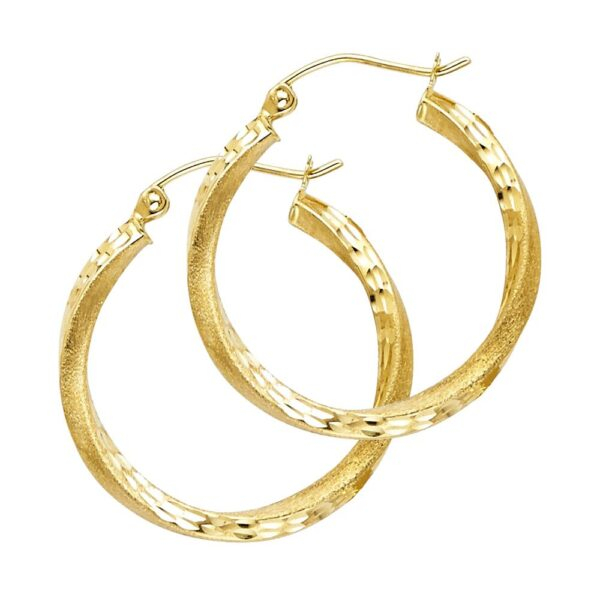 14KY 2.6mm DC Satin Hoop Earrings