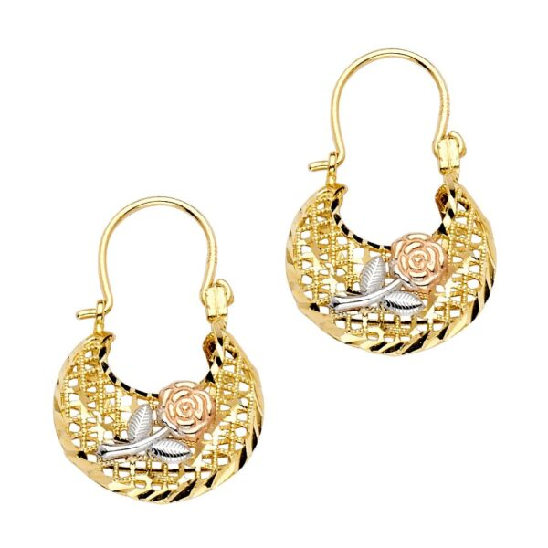 14K 3C Flower Basket Earrings