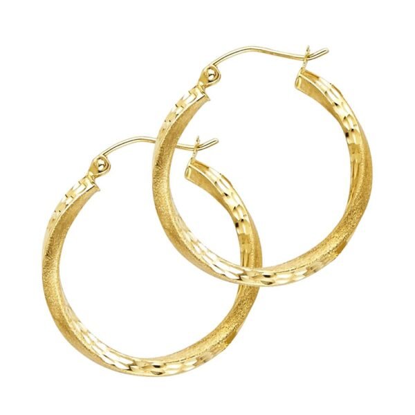 14K 2.6mm DC Satin Hoop Earrings