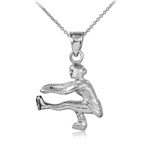 Ice Skater Silver Charm Pendant Necklace
