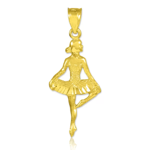 Gold Ballet Dance Charm Pendant Necklace