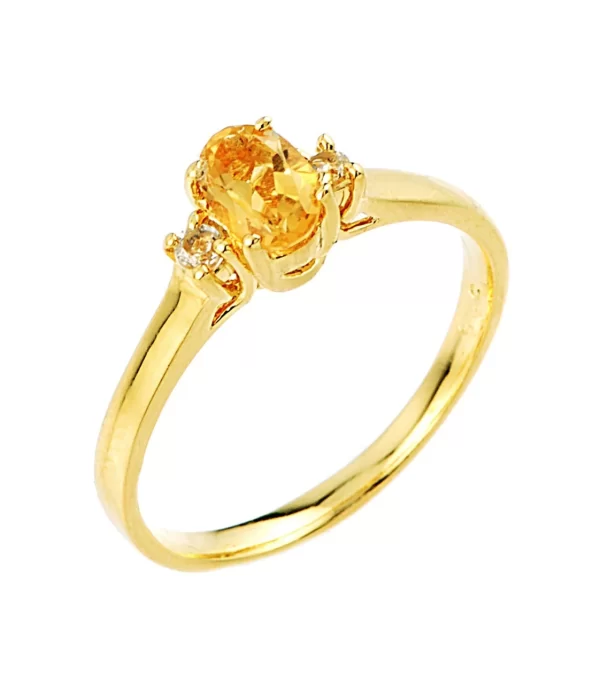 Gold Citrine And White Topaz Gemstone Ring