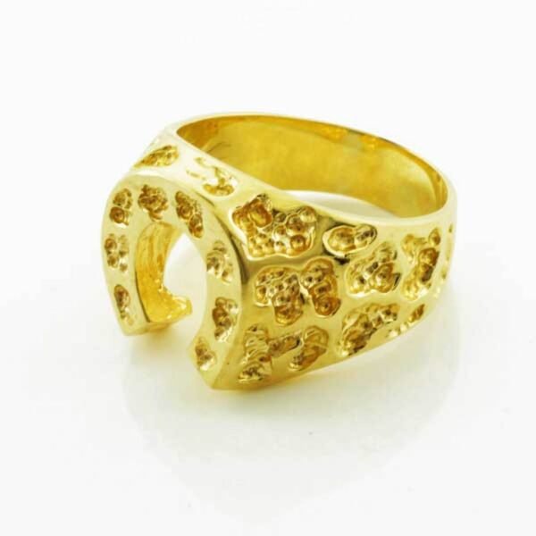 Yellow Gold Horse Shoe Nugget Ring - Image 2