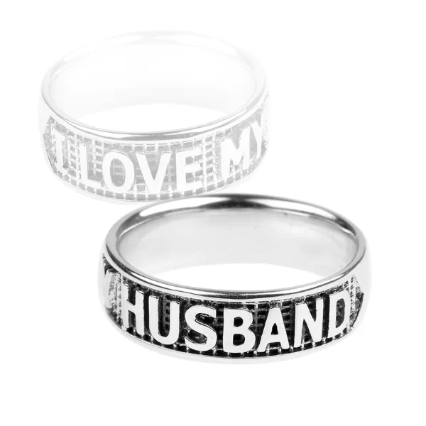 Sterling Silver "I Love My Husband" Statement Band Ring