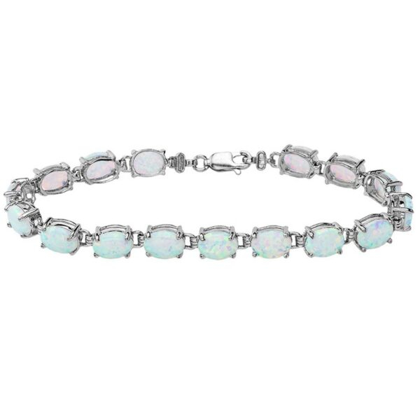 Oval Opal (8 X 6) Tennis Bracelet In Sterling Silver