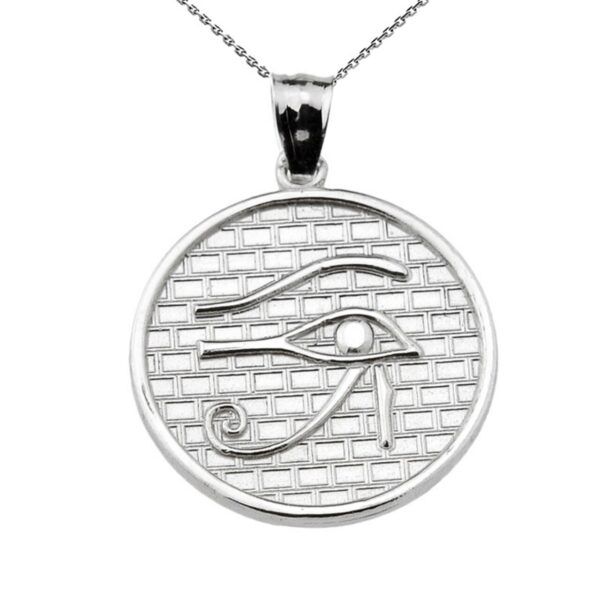 Sterling Silver Eye Of Horus Round Charm Pendant Necklace (13 Steps) - Image 4