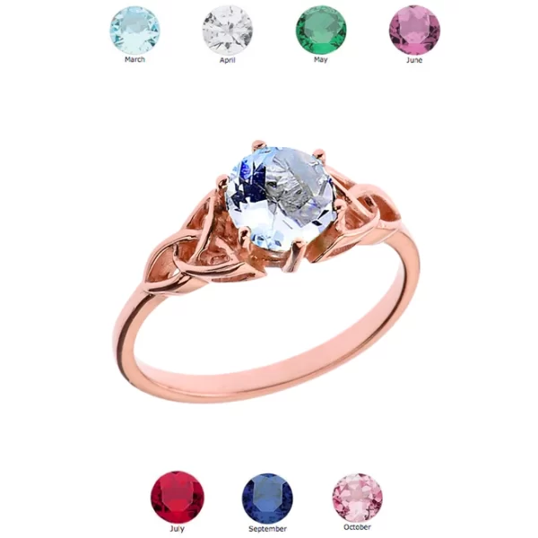 Trinity Knot Personalized Birthstone Engagement/Proposal Ring In Rose Gold