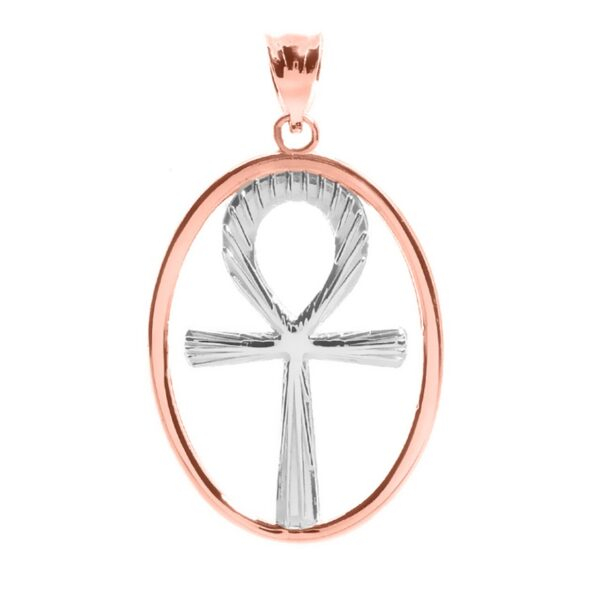 Two-Tone Rose Gold Egyptian Ankh Cross Pendant