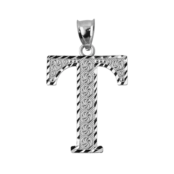 Initial T Silver Charm Pendant