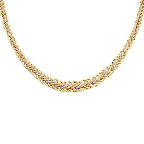 14K 3C Graduated Hollow Necklace