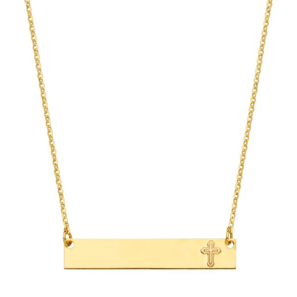 14K ID w/Cross Chain Necklace