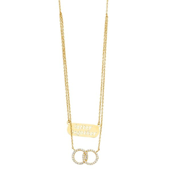 14KY 2Lines Chain Necklace w/CZ Eternity