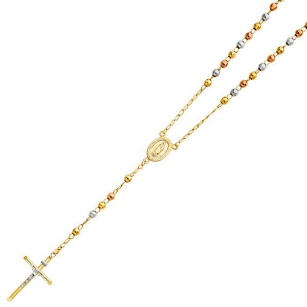14K 3C 5mm Ball Rosary Necklace - 26"