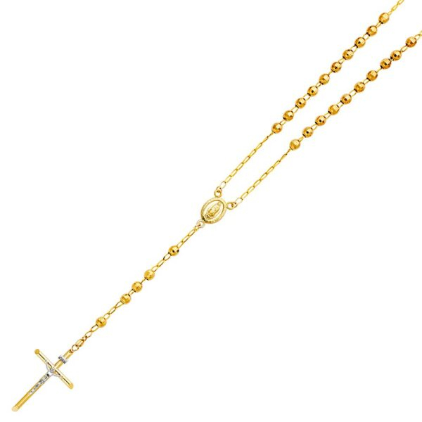 14KY 5mm Ball Rosary Necklace - 26"