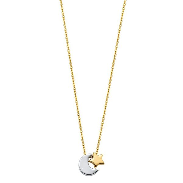 14K 2T Moon & Star Necklace - 17+1"