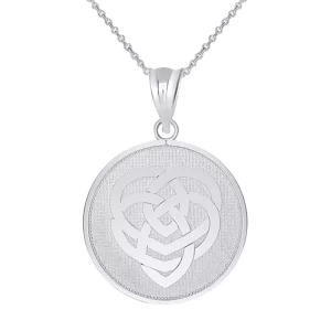 Celtic Knot Motherhood Disc Pendant Necklace In Sterling Silver