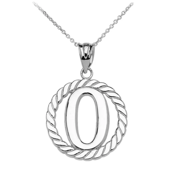 Sterling Silver "O" Initial In Rope Circle Pendant Necklace
