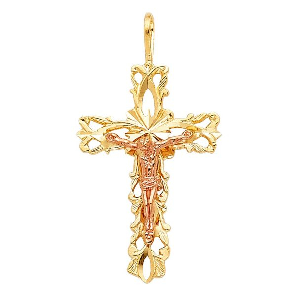 14K 2T Religious Crucifix Pendant